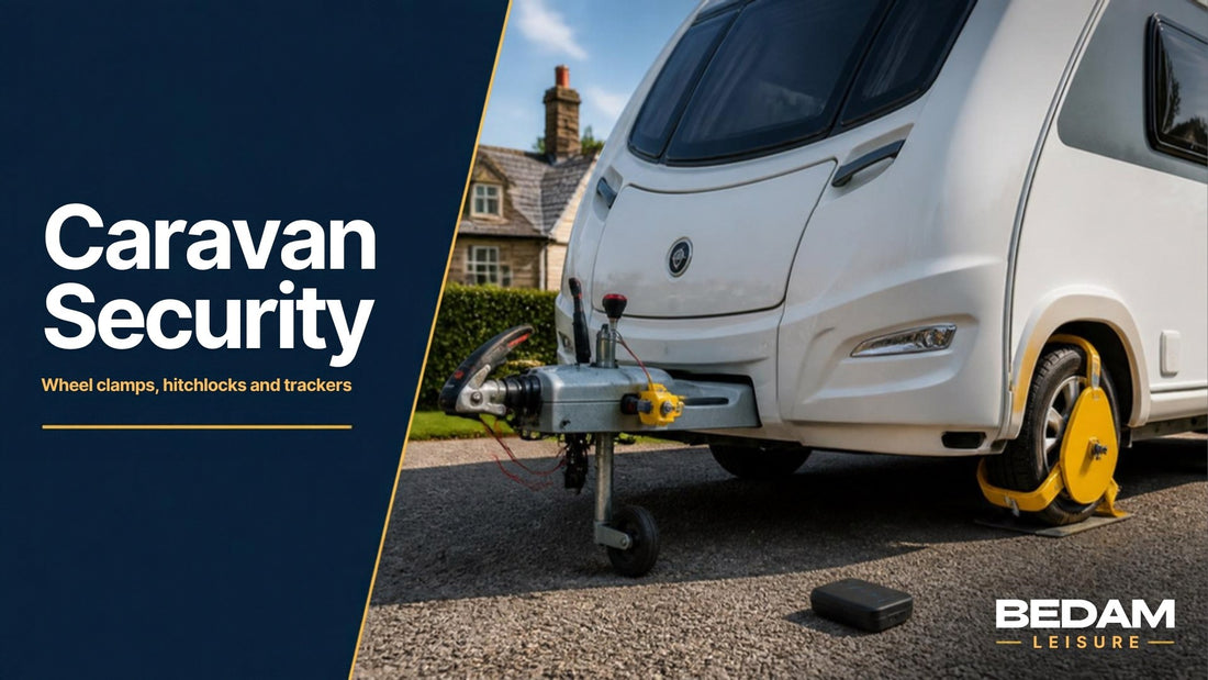 Caravan security - wheel clamps, hitchlocks, alarms and trackers, Bedam Leisure guide