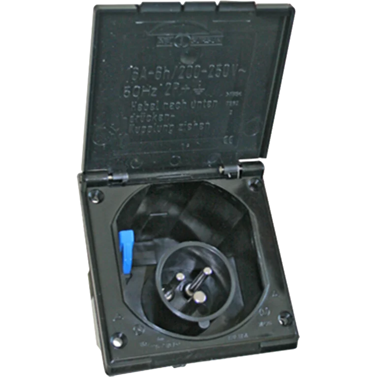 Fawo 240v Flush Mains Inlet - Black
