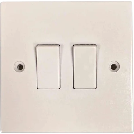 Square Edged Double 2 Way Switch White 10840