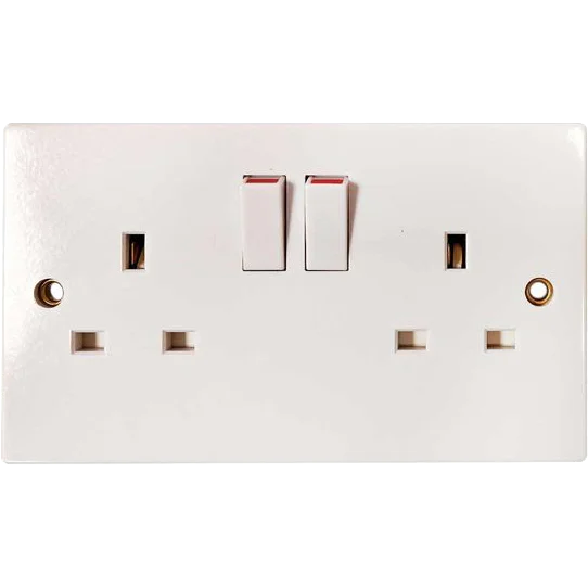 Square Edged Double Switched Socket White 10856