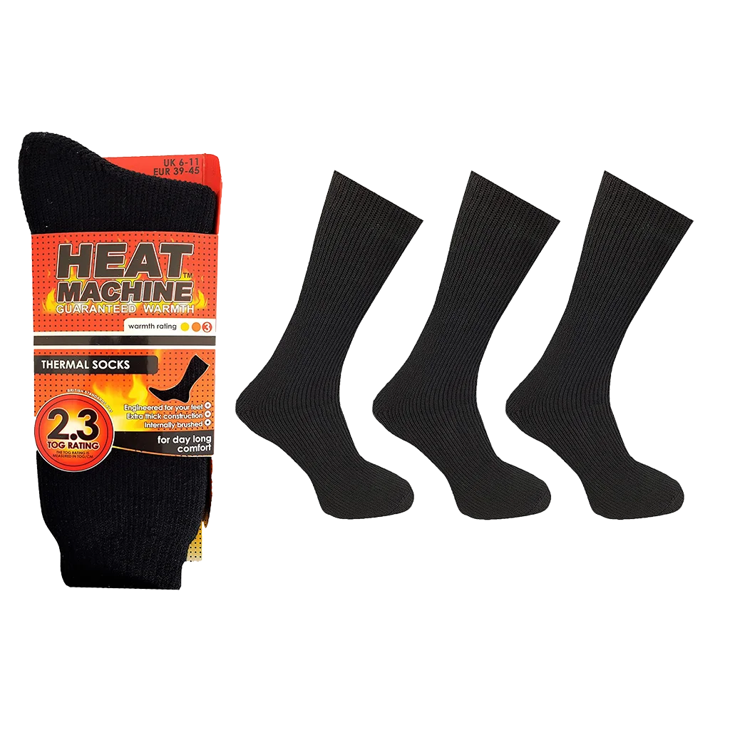 Heat Machine Mens Tog 2.3 Thermal Socks Size 6-11 - Black 1289 - image 3