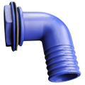 DLS 40mm Angled Connector (1 1/4 B.S.P) Blue c/w Nut Washer 1445605