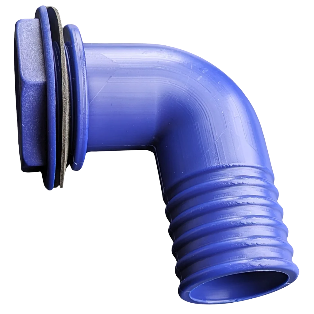 DLS 40mm Angled Connector (1 1/4 B.S.P) Blue c/w Nut Washer 1445605