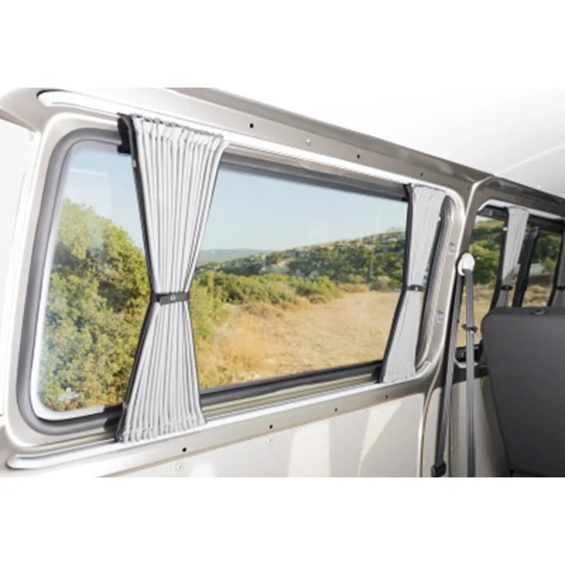 VW T5/T6 Black SWB Tailgate Curtains with Black Rails