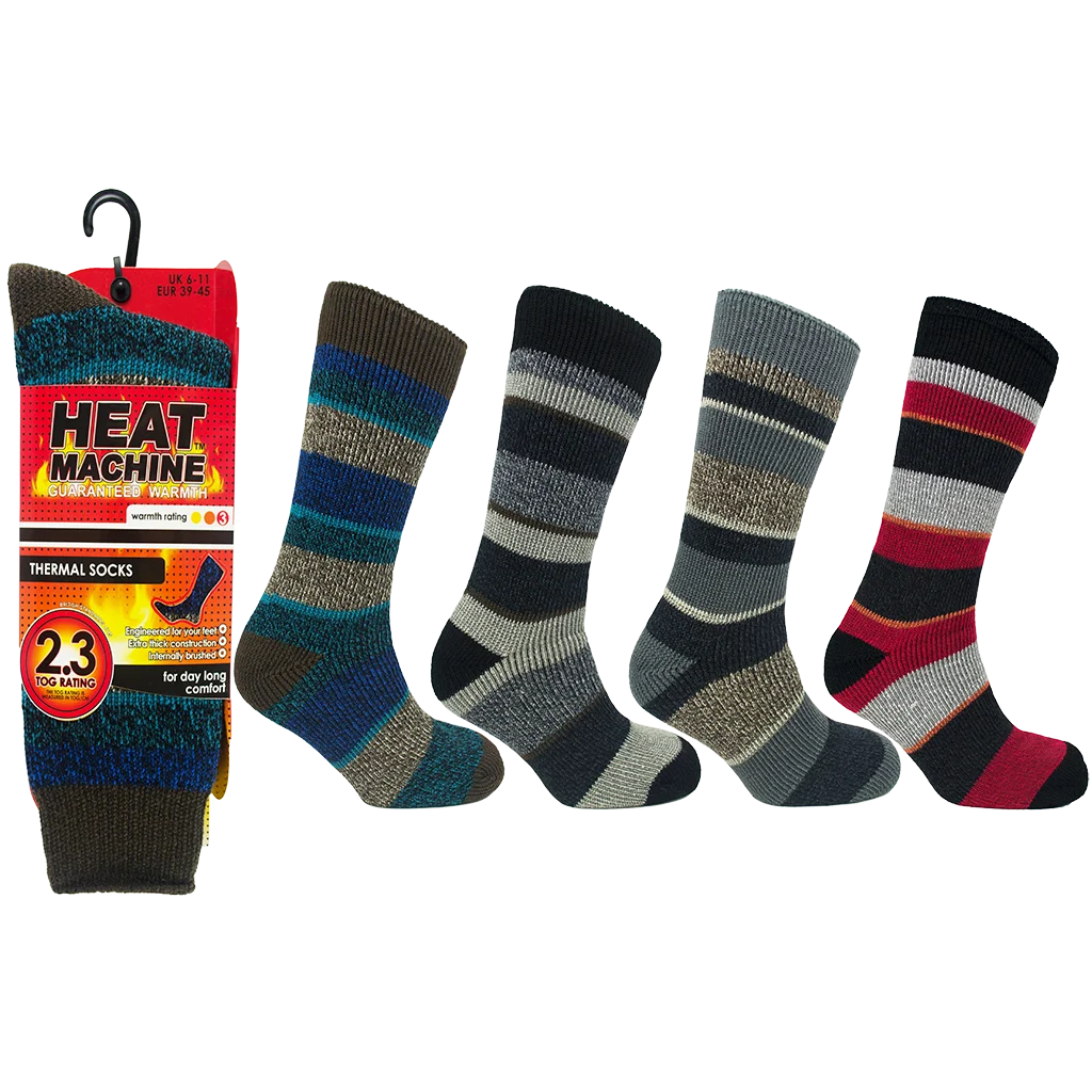 Heat Machine Mens Tog 2.3 Thermal Socks Size 6-11 - Stripe 1760 - image 6