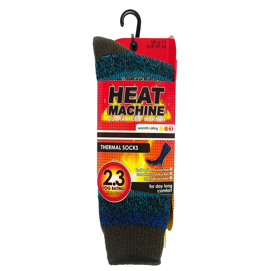 Heat Machine Mens Tog 2.3 Thermal Socks Size 6-11 - Stripe 1760