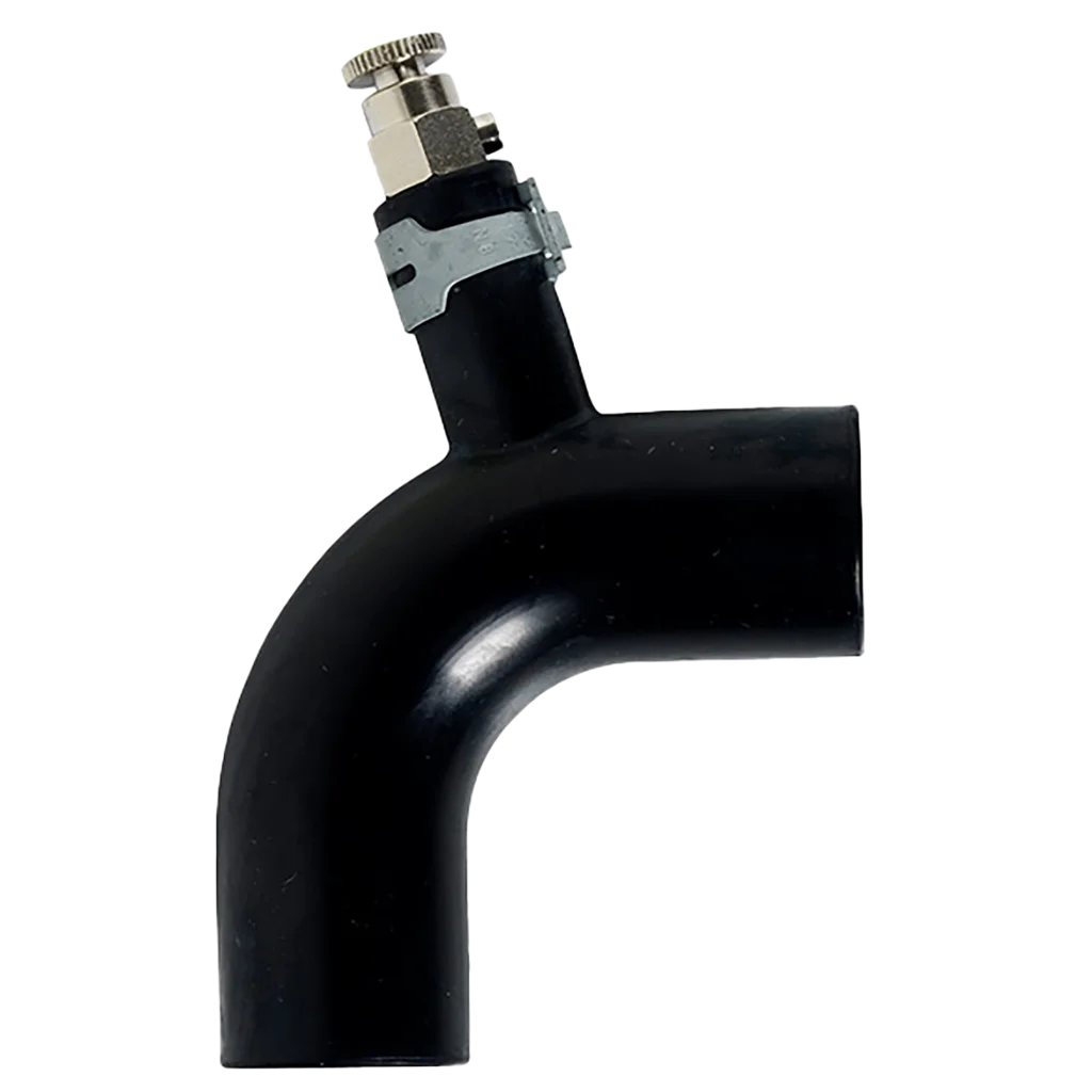 Alde Rubber Elbow with Bleeder Screw and Mounted Banding Clips