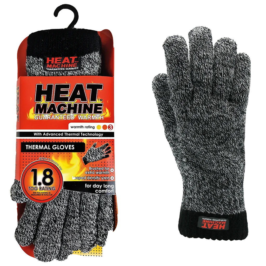 Heat Machine Mens Tog 1.8 Thermal Gloves One Size - Grey Marl 2142 - image 4