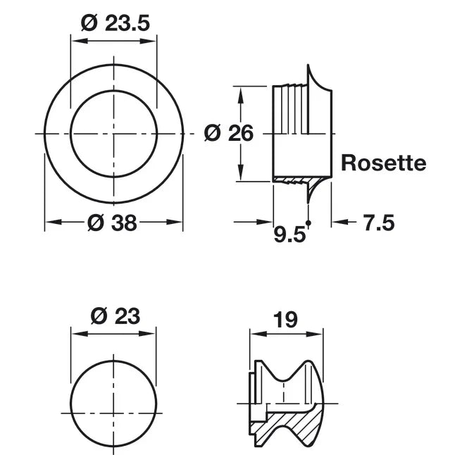 Hafele Matt Nickle 13mm Push button including rosette (10 pack)