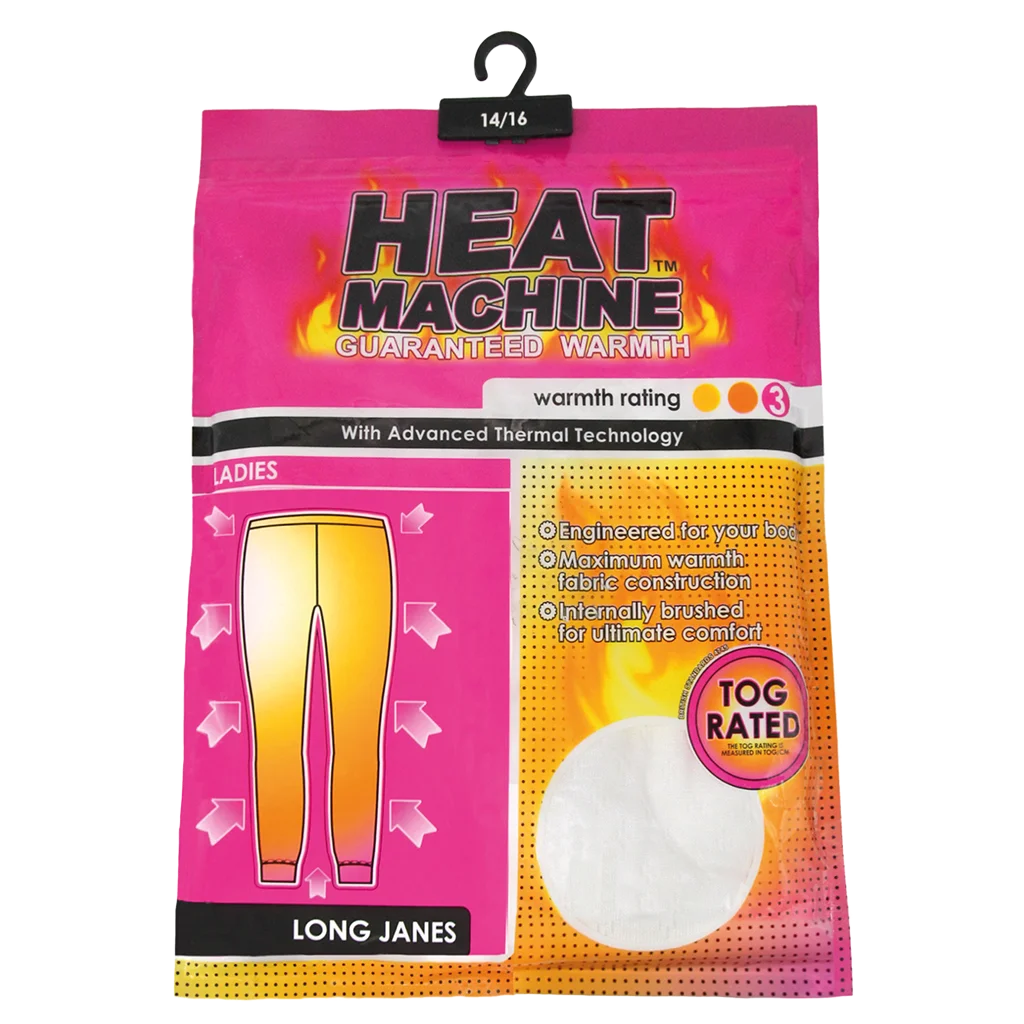 Heat Machine Ladies Thermal Long Janes Mixed Sizes - White 2363 - image 2