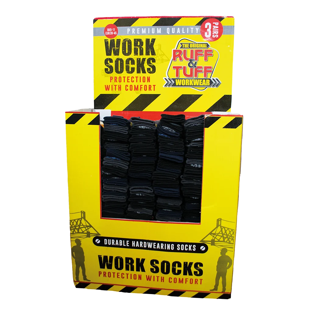 Ruff Tuff Mens Work Socks Size 6-11 Black (1 pack of 3) 2624