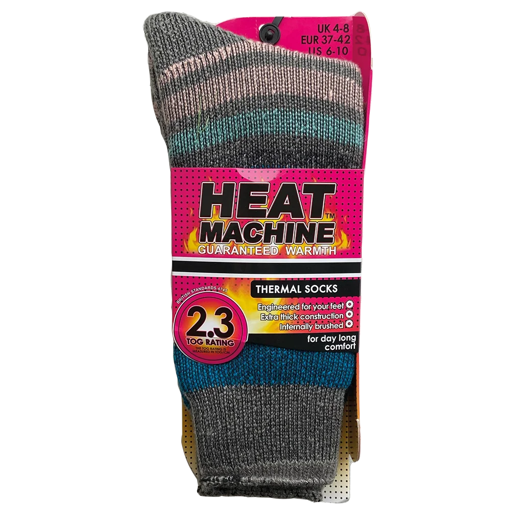 Heat Machine Ladies Tog 2.3 Thermal Socks Size 4-8 - Stripe 2628 - image 2