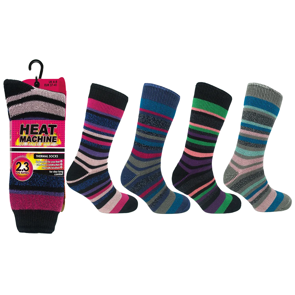 Heat Machine Ladies Tog 2.3 Thermal Socks Size 4-8 - Stripe 2628 - image 3