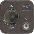 CBE Grey 12v & TV Socket (Retail packed)