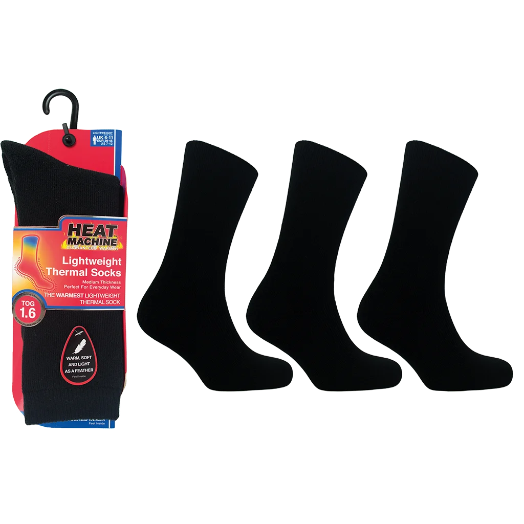 Heat Machine Mens Tog 1.6 Thermal Socks Size 6-11 - Black 2755 - image 4