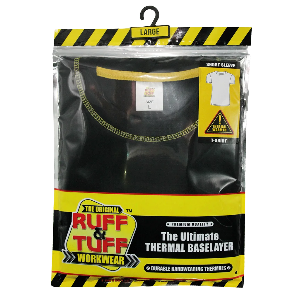 Ruff Tuff Workwear Mens Thermal Short Sleeve Shirt Mixed Sizes - Black 3128