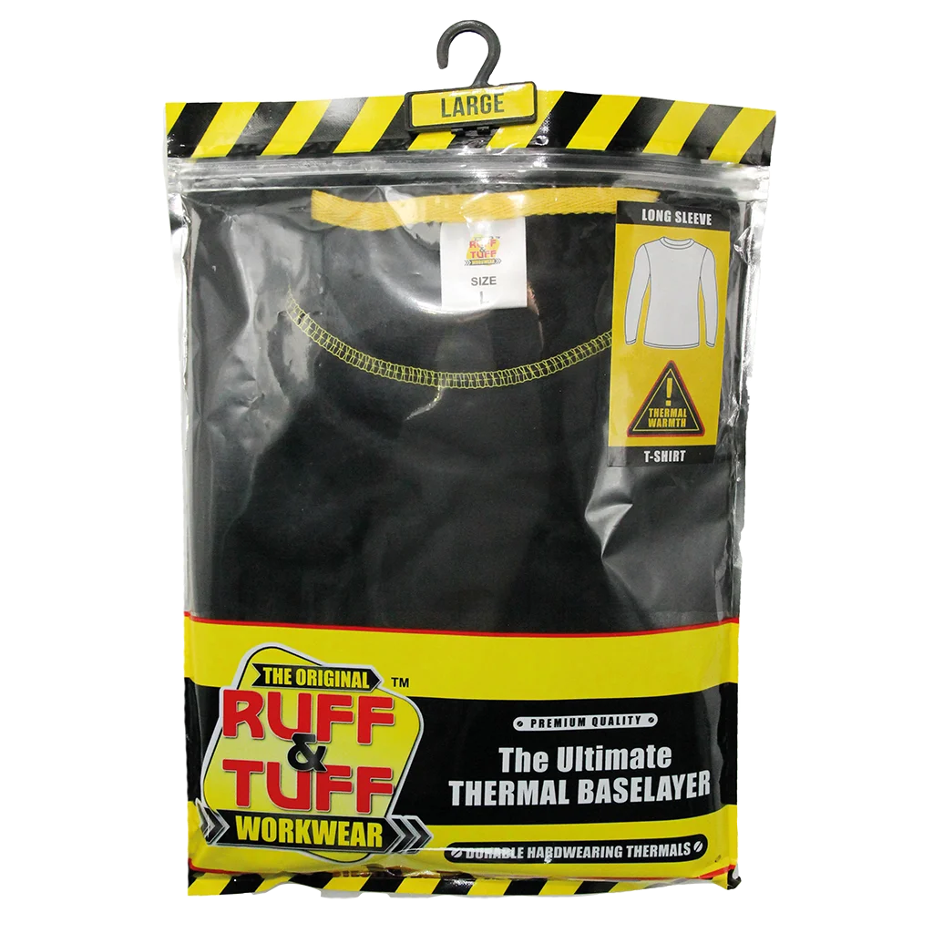 Ruff Tuff Workwear Mens Thermal Long Sleeve Shirt Mixed Sizes - Black 3129