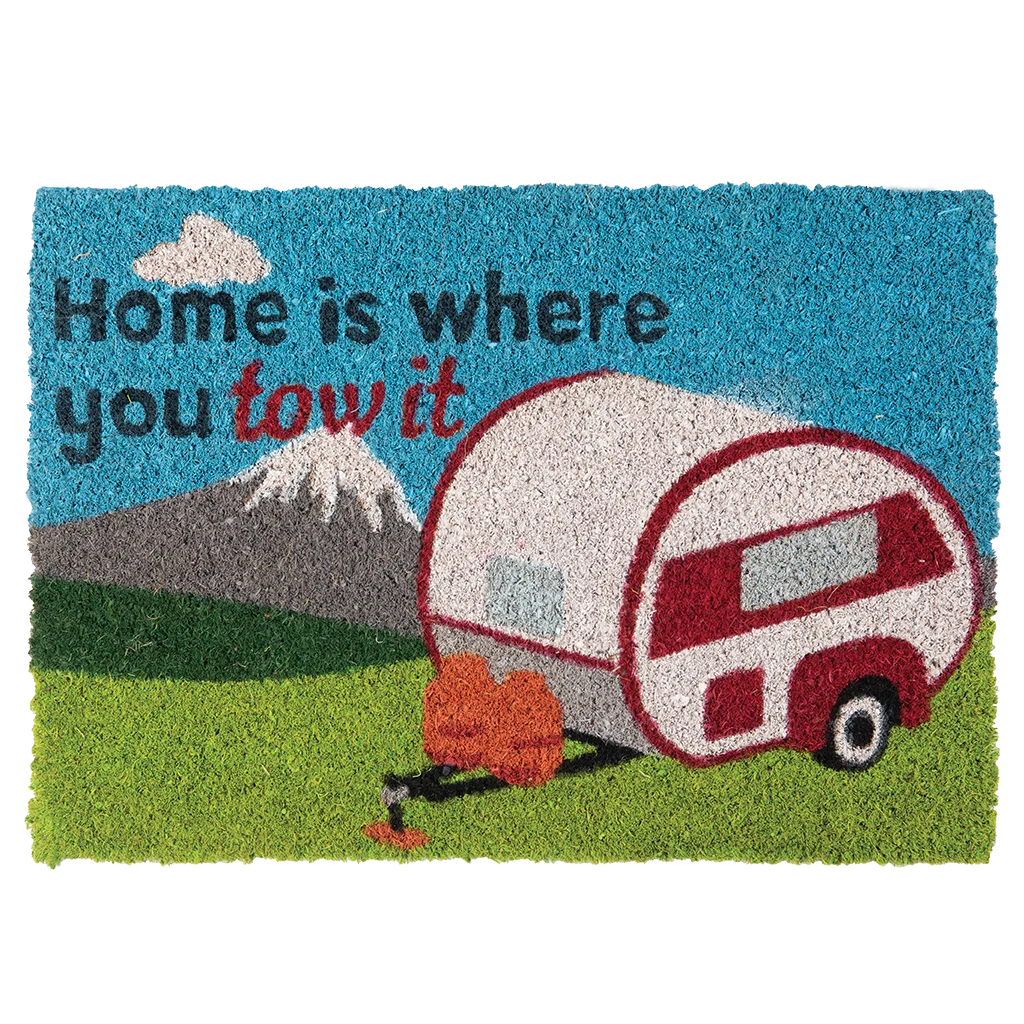 Heavy Duty Coir Home Is Where You Tow It Mat - Caravan