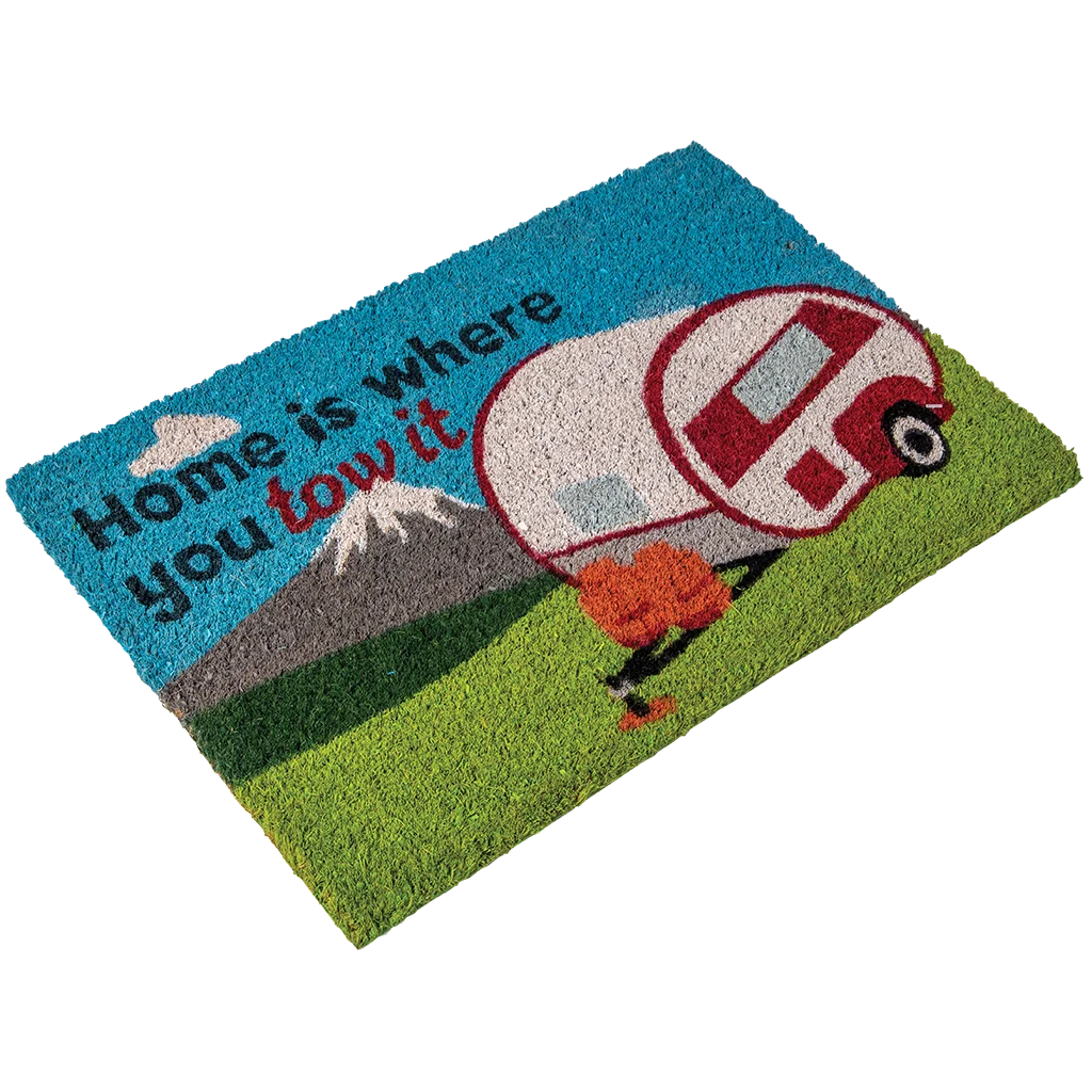 Heavy Duty Coir Home Is Where You Tow It Mat - Caravan