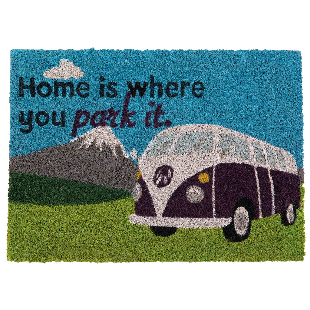Heavy duty coir Home is where you park it (camper van) mat