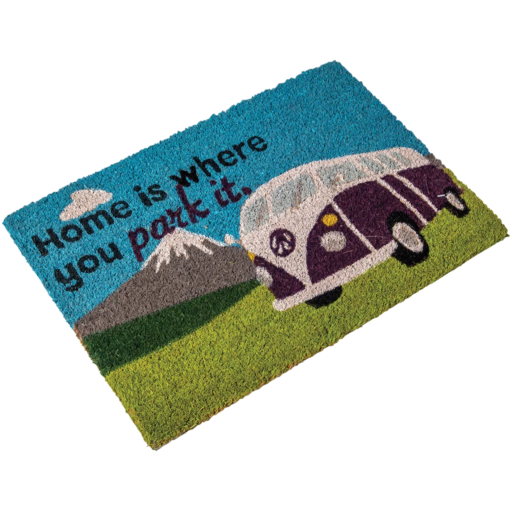 Heavy duty coir Home is where you park it (camper van) mat