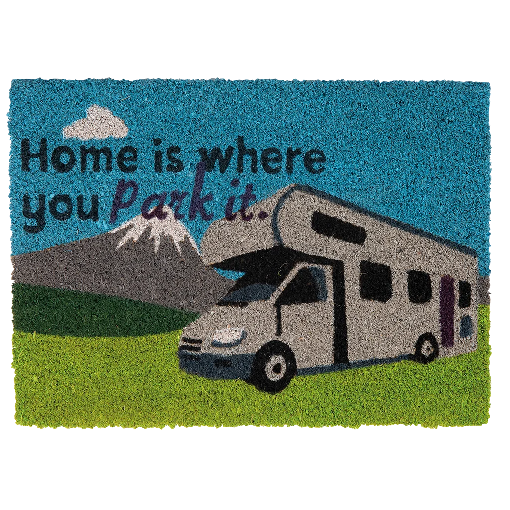 Heavy duty coir Home is where you park it (motor home) mat