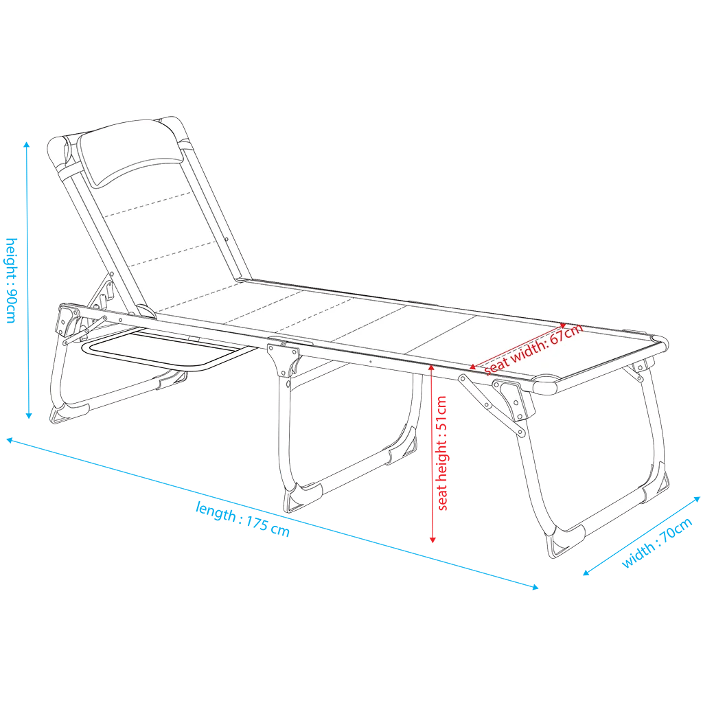 Quest Bordeaux Pro Lounge bed with side table