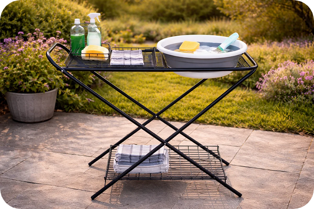 Quest Chudleigh Camping Washing Up Stand with Collapsible Bowl (F3120)