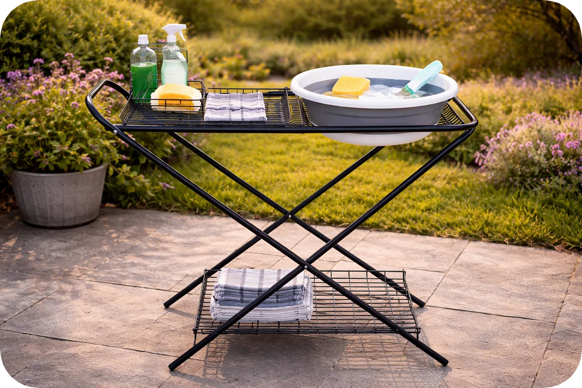 Quest Chudleigh Camping Washing Up Stand with Collapsible Bowl (F3120)