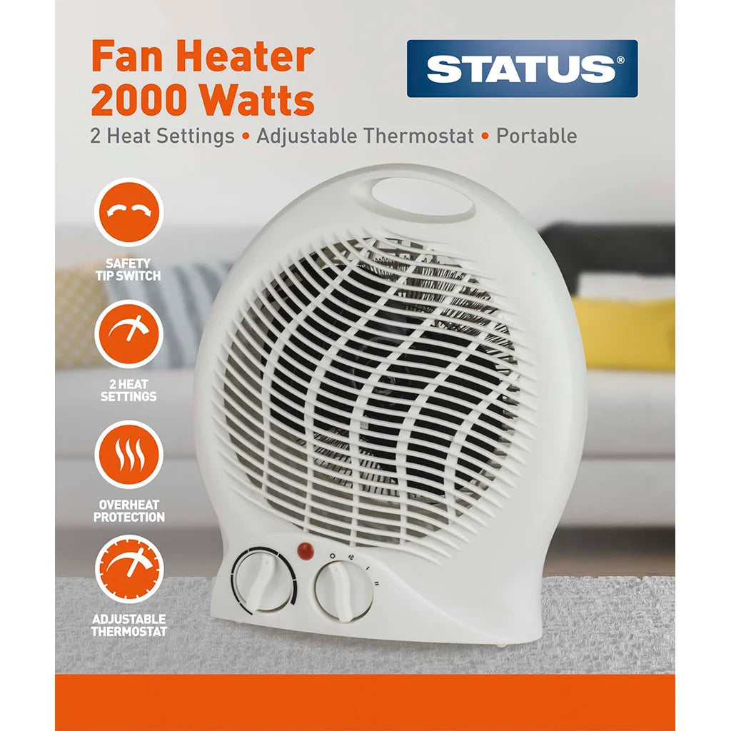 Status Fan Upright Heater 2KW - White