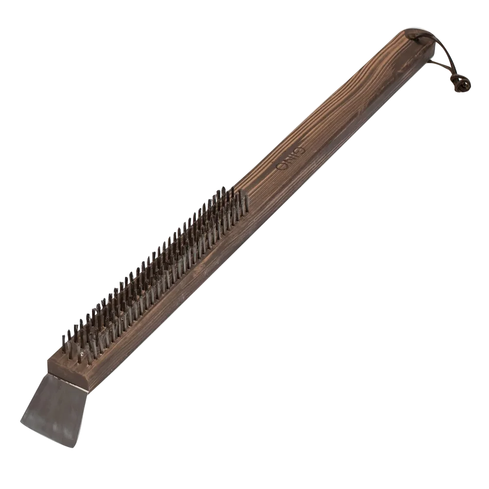 Gino Pizza Stone & BBQ Wire Cleaning Brush With Scraper