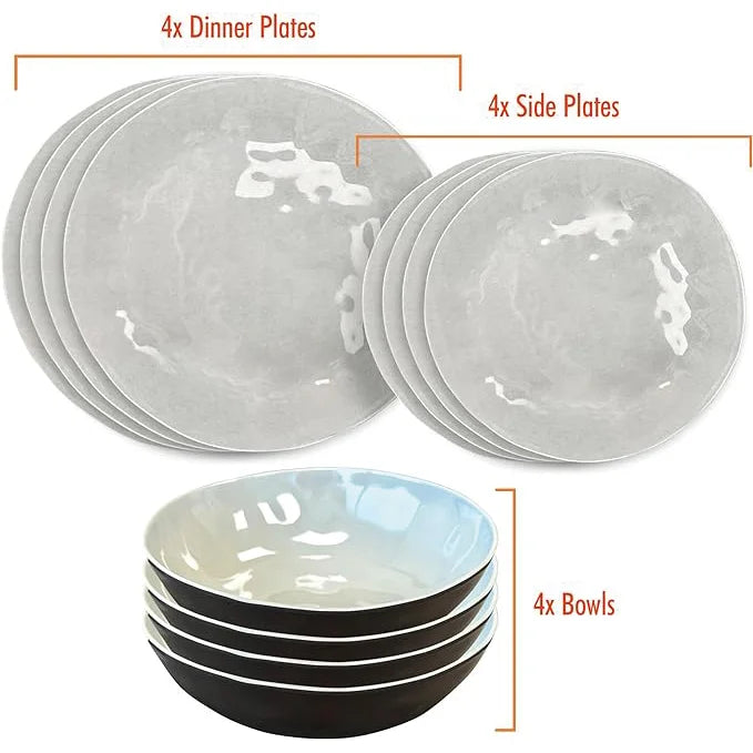 Liberty Capri 12-Piece Melamine Dinner Set (LL1382)