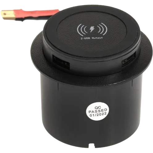 Black Mini Pop-Up Wireless Charger with Dual USB Ports