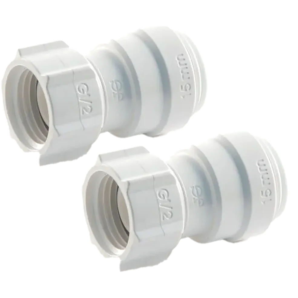 John Guest Female Coupler Tap Connector 15mm-1/2" BSP 2 pack