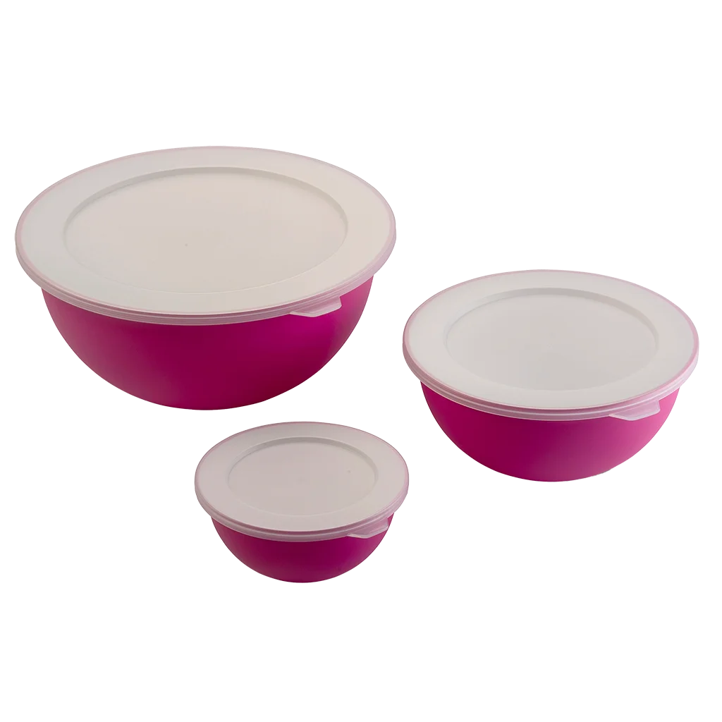 Omada Sanaliving Fuscia 3 Piece Bowl Set with Lids