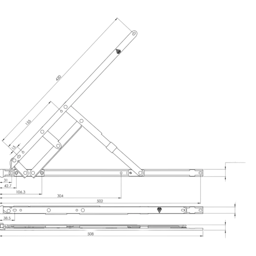 20 Side Hung Heavy Duty Friction Stay 13mm Stack Height SH20PHD-13 - image 2
