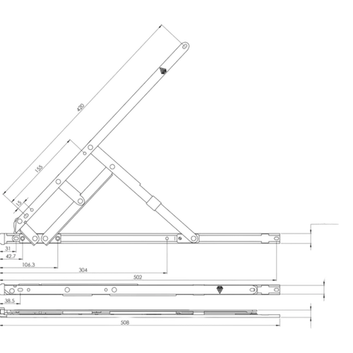 20 Side Hung Heavy Duty Friction Stay 13mm Stack Height SH20PHD-13 - image 2