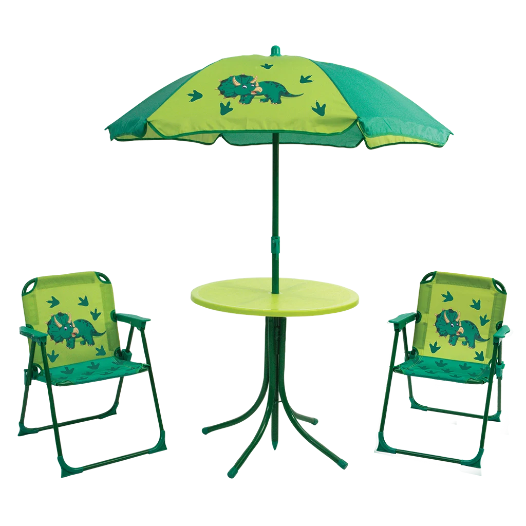 Quest Childrens Dinosaur Garden Set – Table, 2 Chairs & Parasol (SP2025)