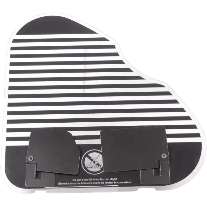 Thetford Left Hand Striped Black Triangle Hob Glass Lid with Heatshield